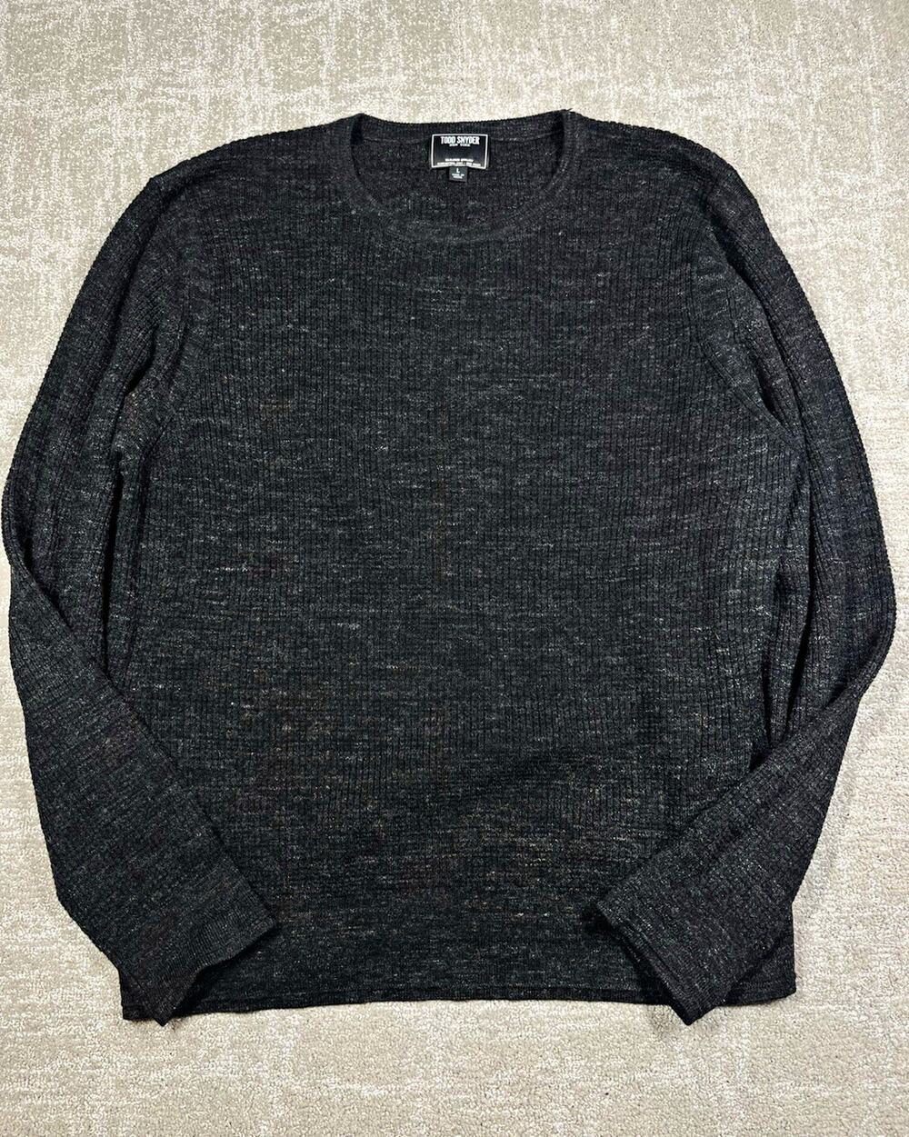 Todd Snyder Charcoal Gray 100% Wool Knit Crewneck Pullover Sweater Mens L